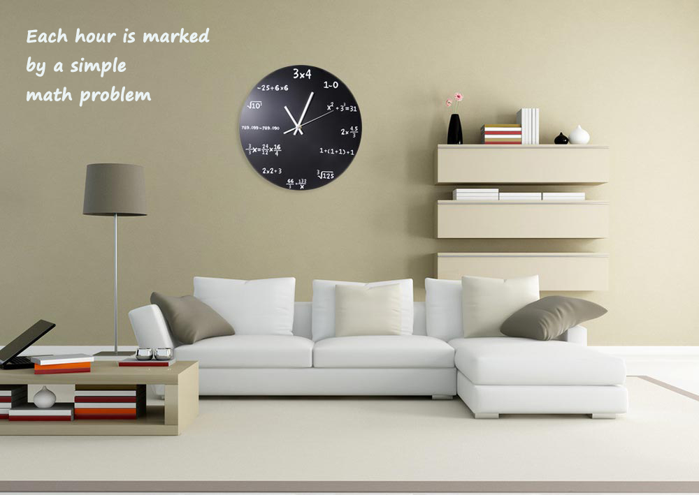 Mathematics Blackboard Pop Quiz Clock Black Powder Coated Metal