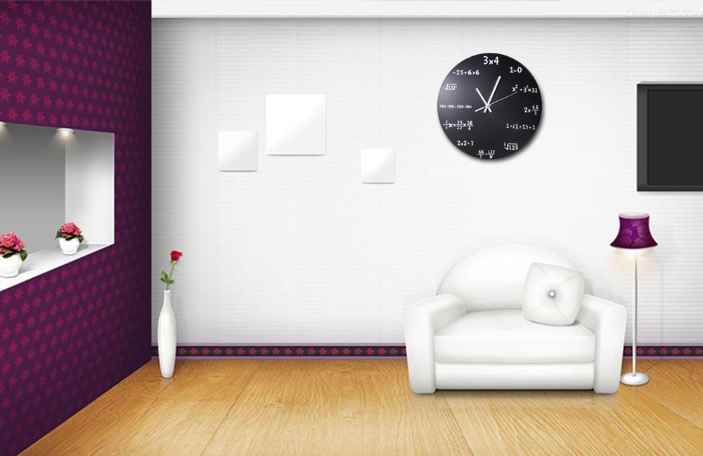 Mathematics Blackboard Pop Quiz Clock Black Powder Coated Metal