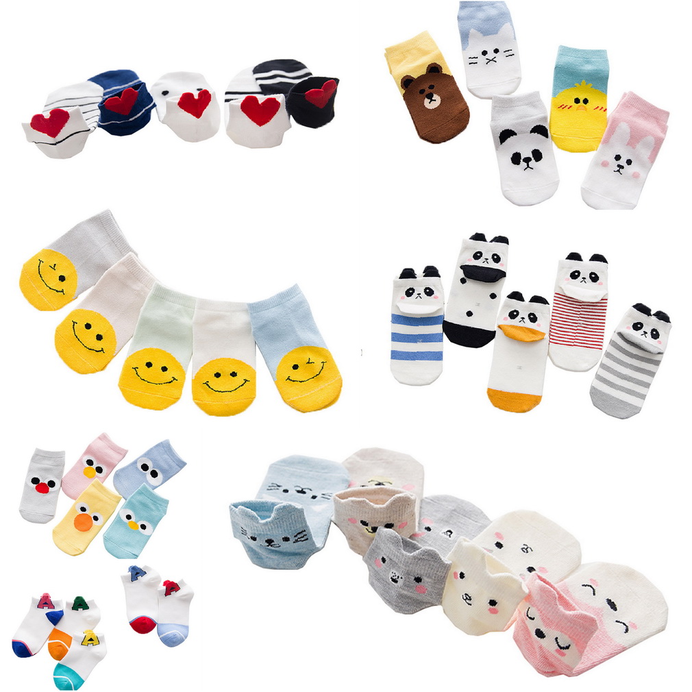 COMVIP Toddler Cartoon Cute Casual Cotton Novelty Ankle Socks 5 Pairs