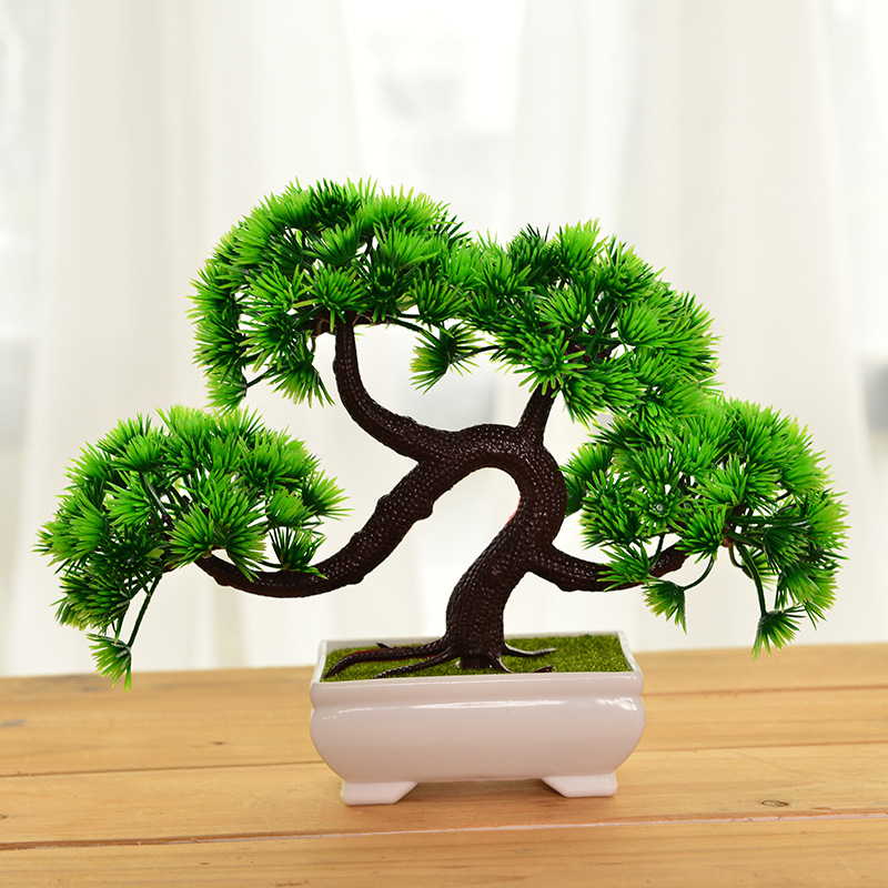 Welcoming Pine Bonsai Simulation Artificial Potted Plant Ornament Home Decor