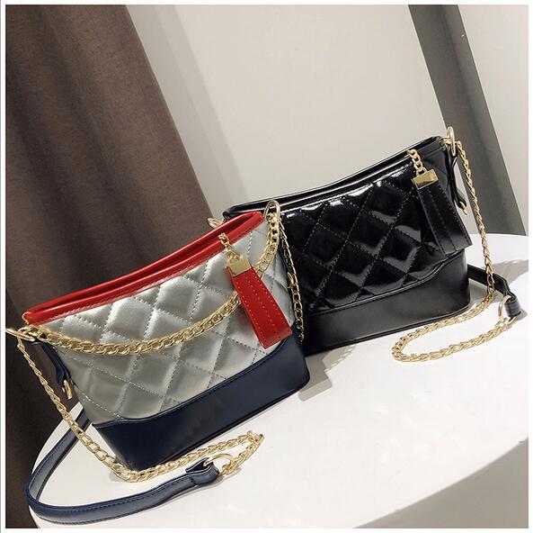 Fashion Stitching Slung Large Capacity Soft face Wild Chain Girl Shoulder Small Square Bag Travel Luggage DR Womens Shoulder Bag PU//Fabric