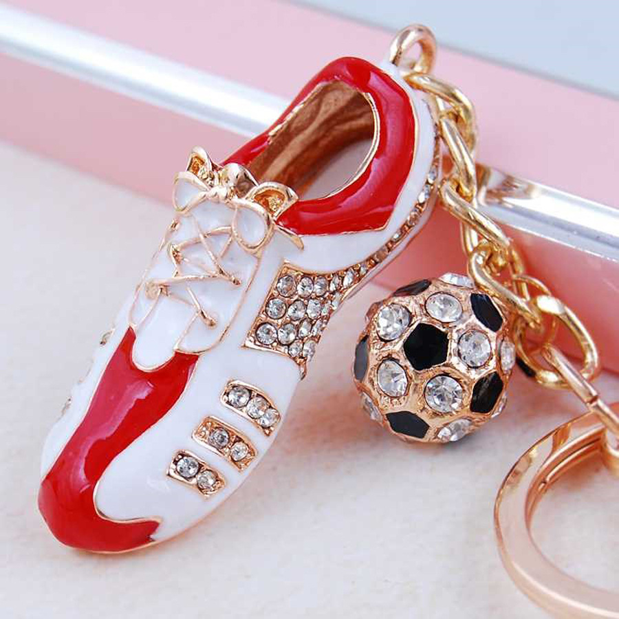 Silver Key chainSoccer Ball Inlay