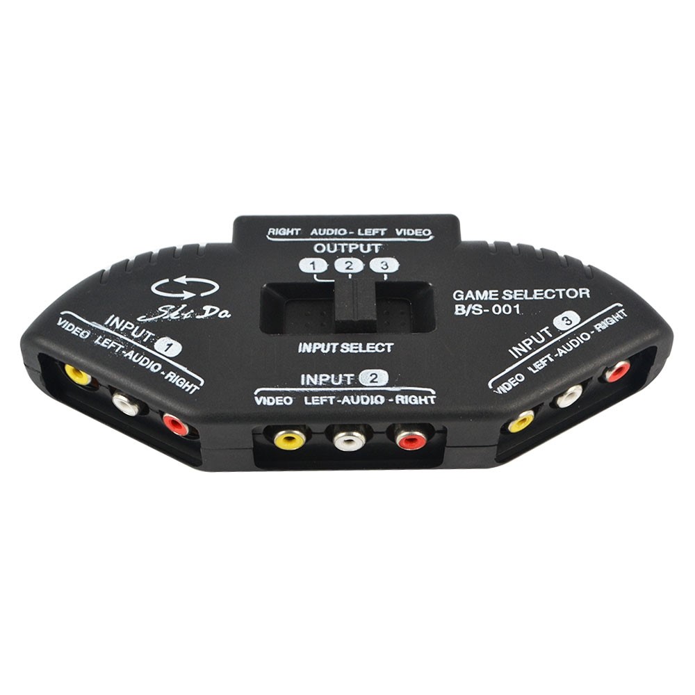 Sort 3 Ports Videospil Switch Selector Splitter Lydkabel AV RCA til XBOX PS Nintendo Wii Wii TV DVD_voghion.com