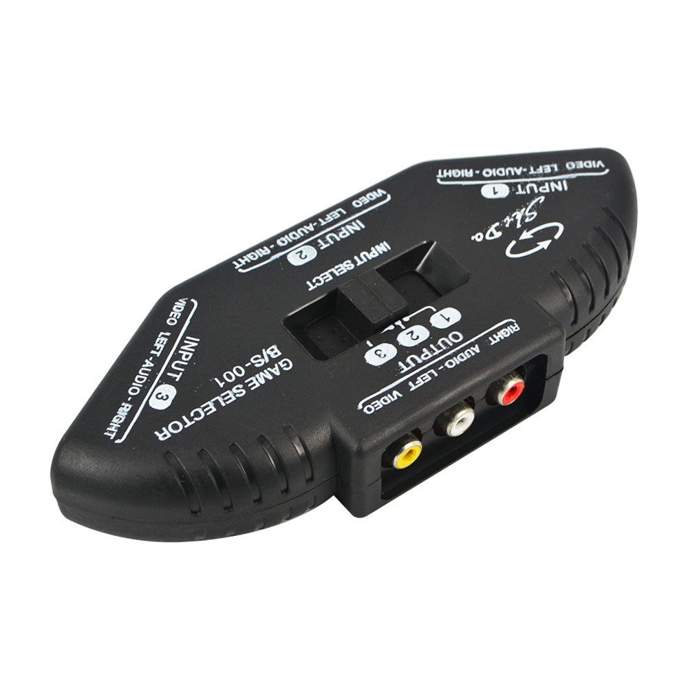 Sort 3 Ports Videospil Switch Selector Splitter Lydkabel AV RCA til XBOX PS Nintendo Wii Wii TV DVD_voghion.com
