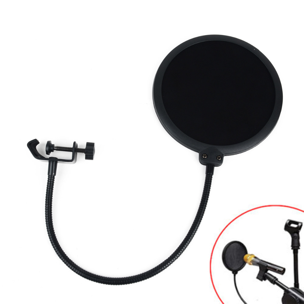 Doppio strato Studio Microfono Flessibile Antivento Maschera Microfono Pop Filter Shield Per Parlare Registrazione Accessori_voghion.com