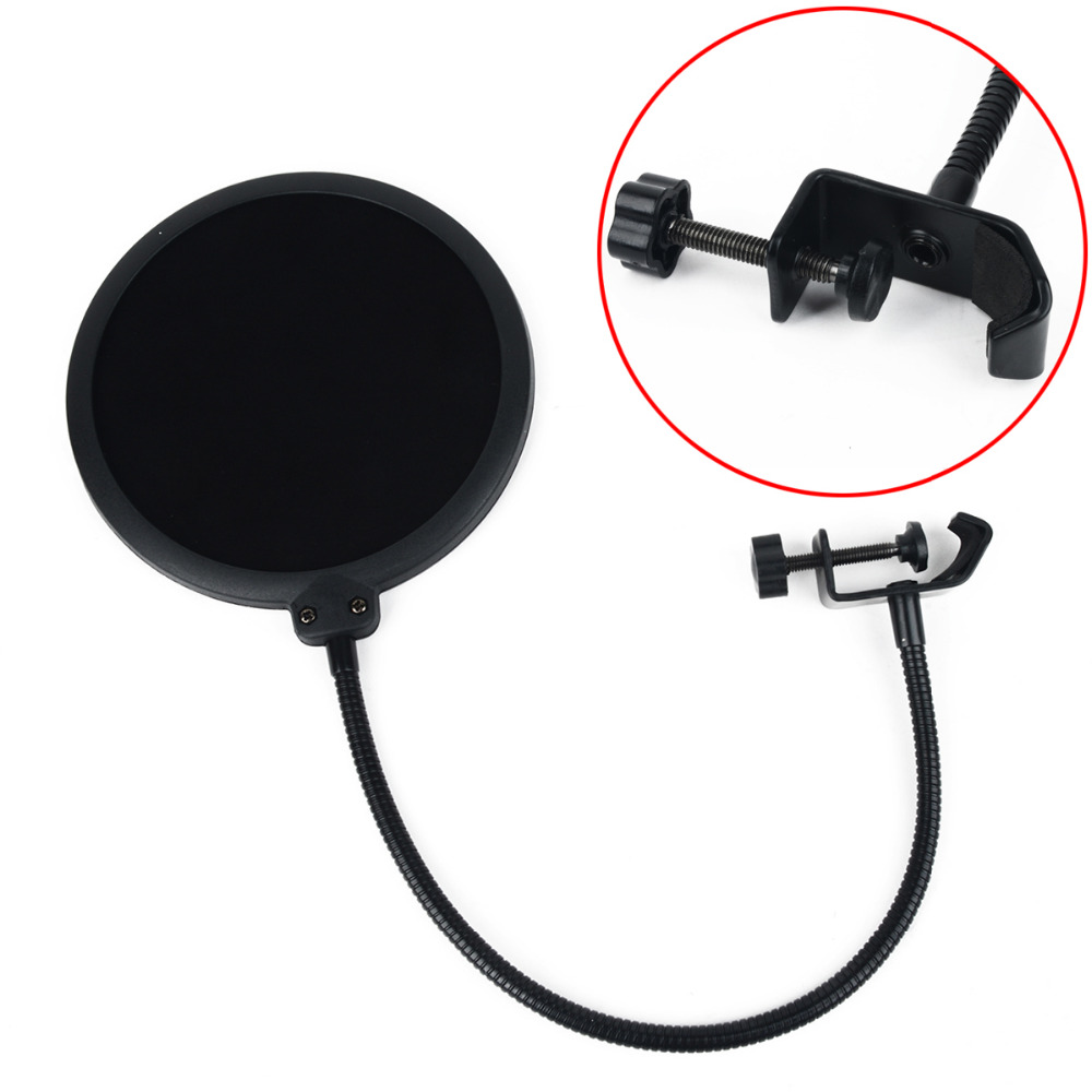 Doppio strato Studio Microfono Flessibile Antivento Maschera Microfono Pop Filter Shield Per Parlare Registrazione Accessori_voghion.com