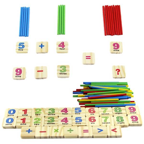 Kids Wooden Numbers Early Learning Counting Educational Toy Math Manipulatives