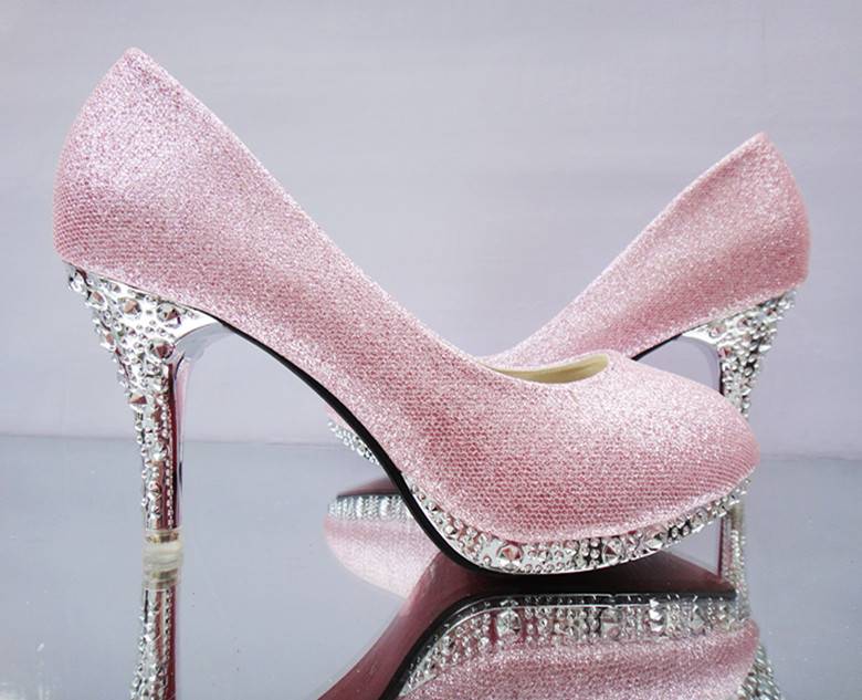 Glitter Bling Womens Slip On Pumps Rhinestones Platform Wedding Party Shoes HOT