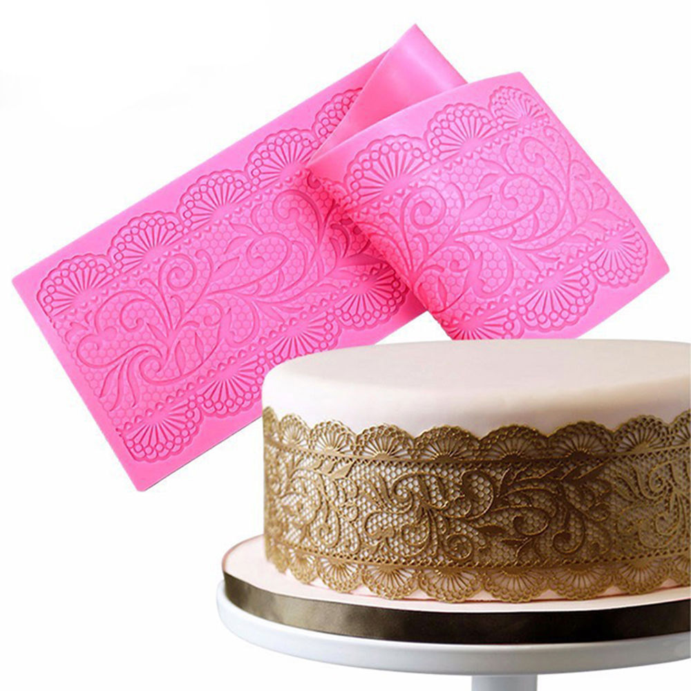 Round Lace Flower Silicone Fondant Mold Cake Decor Embosser Mat DIY Bake Mould