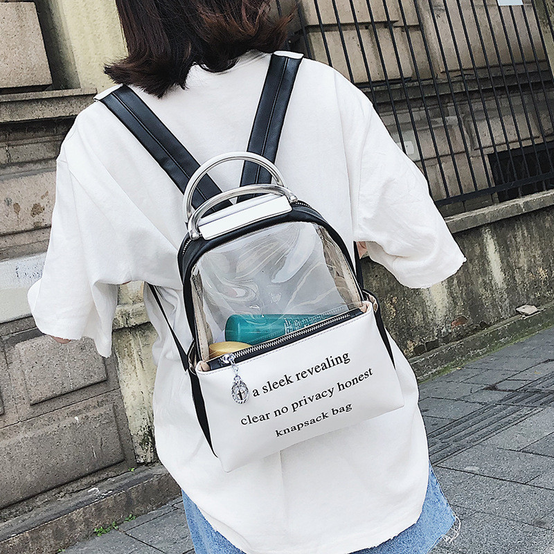 Buy Cute Printing Letter Clear Transparent Backpack Jelly Candy