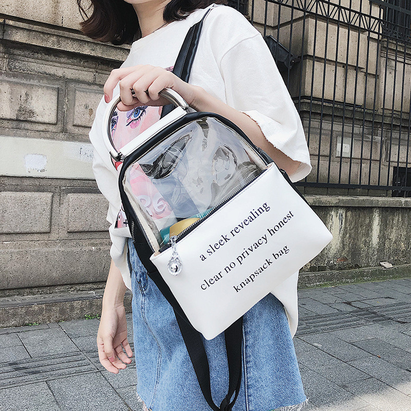 Buy Cute Printing Letter Clear Transparent Backpack Jelly Candy