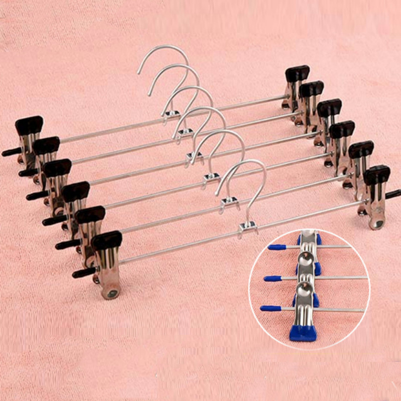 Metal Clothes Hanger Anti-Slip Clothespin Rack Clip Wardrobe Pants Clamp Holder