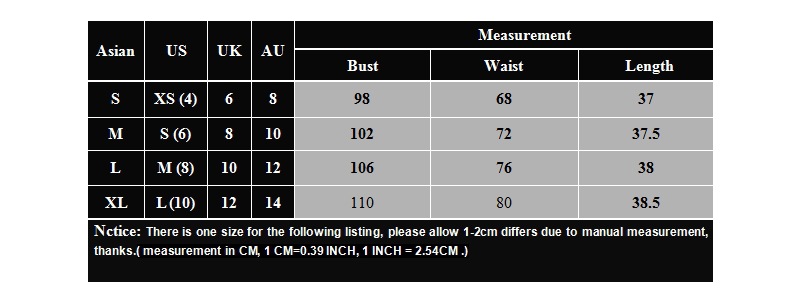 M2061Size table