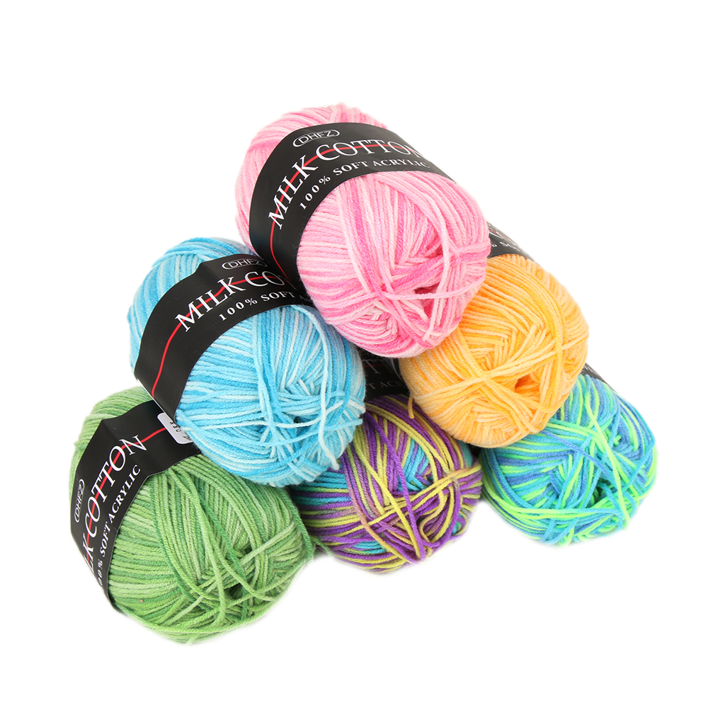 Mixed Job Lot 7 Colors 50g DK knitting Crochet Milk Soft Baby Cotton Wool Yarn