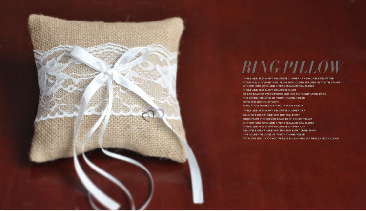Buy 20 X 20cm Burlap Hessian Rustic Wedding Ring Pillow Cushion