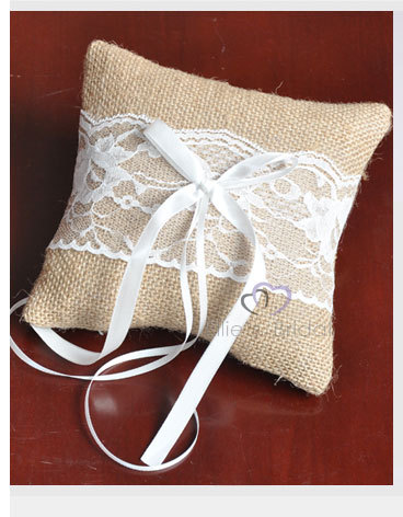 Buy 20 X 20cm Burlap Hessian Rustic Wedding Ring Pillow Cushion