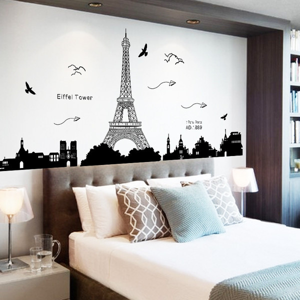 Buy Wallpaper Sticker Bedroom Paris Eiffel Tower Removable