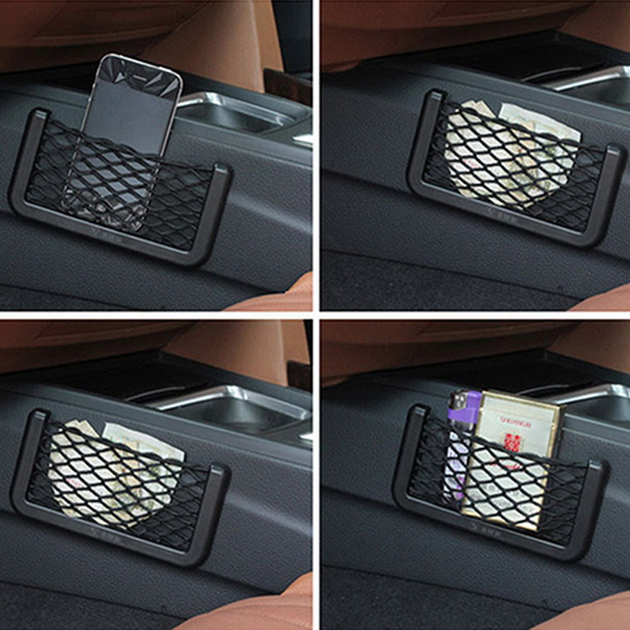 Car Net Bag Car Organizer Nets 15X8cm Automotive Pockets With Adhesive Visor Car Bag Storage For Tools Mobile Phone