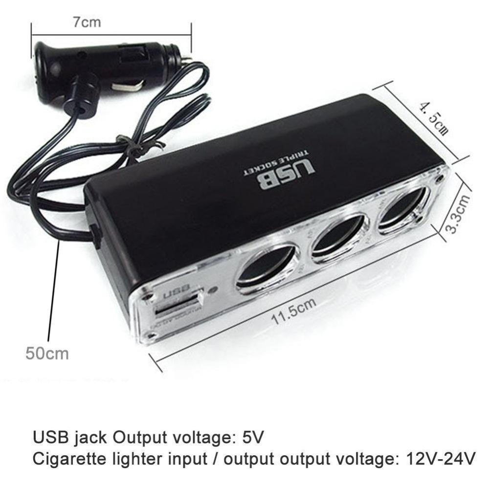 Buy 12v 24v Car Cigarette Lighter 3 Way In 1 Auto Sockets Adapter